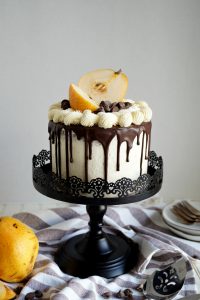 vegan dark chocolate pear layer cake | The Baking Fairy