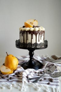 vegan dark chocolate pear layer cake | The Baking Fairy