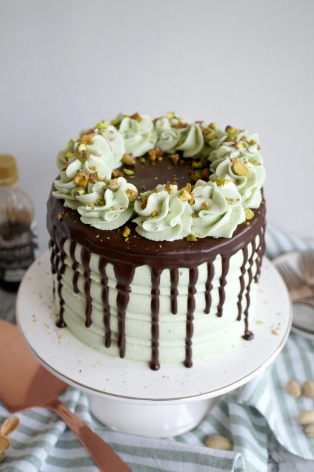 vegan pistachio chocolate chunk cake The Baking Fairy