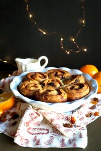 pan of panettone cinnamon rolls