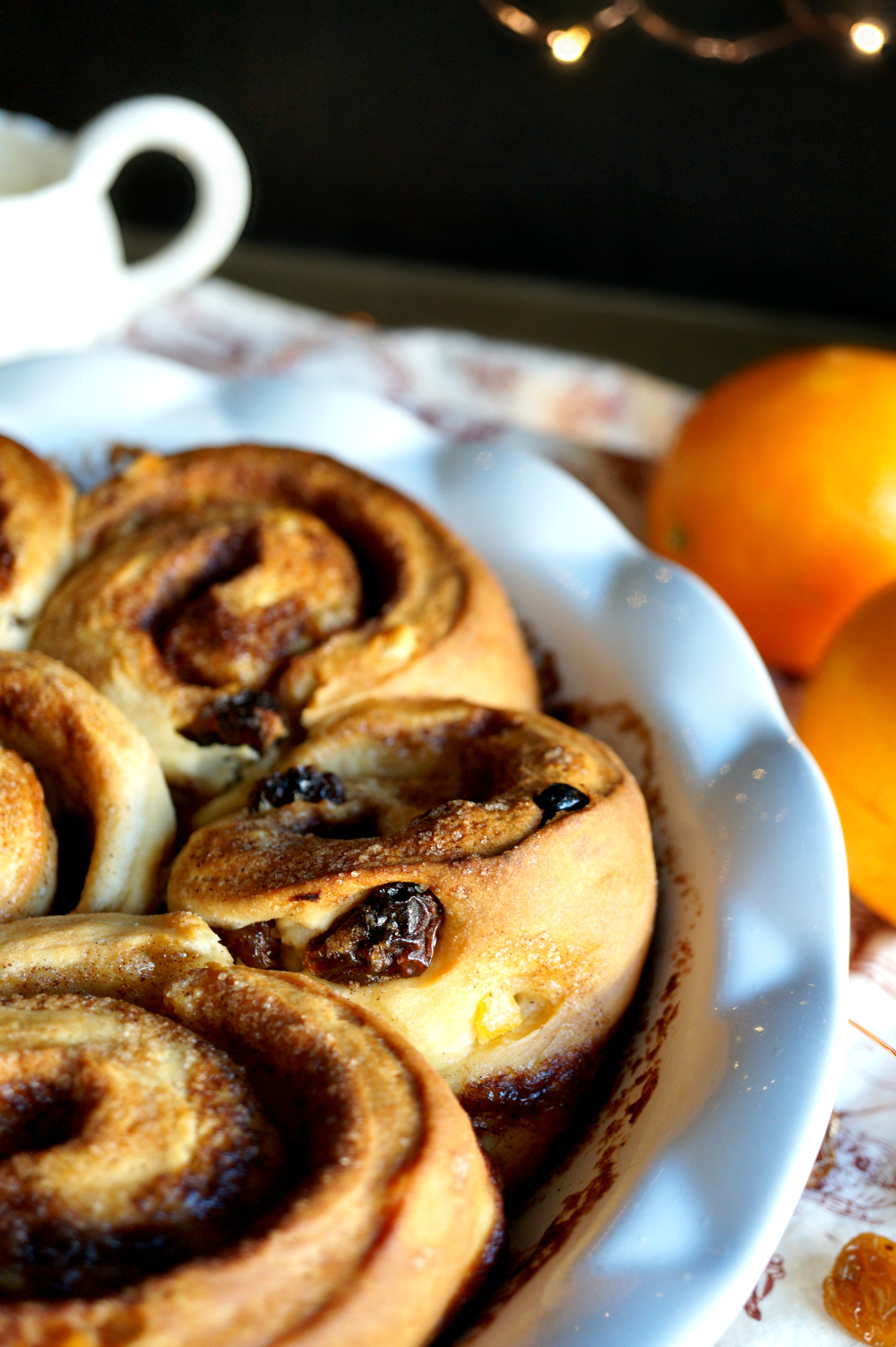 close up of a panettone cinnamon roll