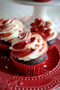 close up of peppermint cupcake
