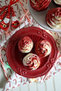 overhead shot of cupcakes