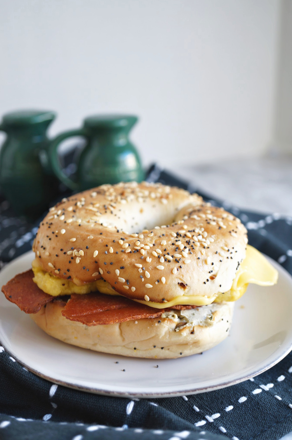 breakfast bagel sandwich on a plate