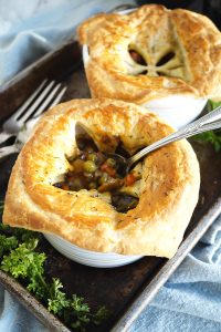 overhead shot of pot pies