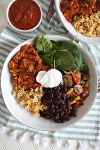 overhead shot of taco bowl