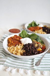 vegan taco bowl with all the toppings