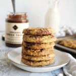 stack of tahini swirl cookies