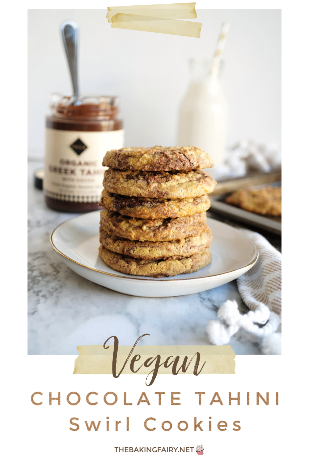 vegan chocolate tahini swirl cookies | The Baking Fairy