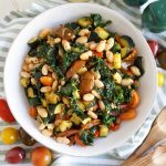 overhead photo of cannellini bean skillet