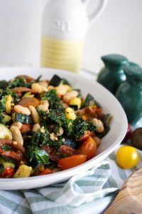 side view of cannellini bean skillet