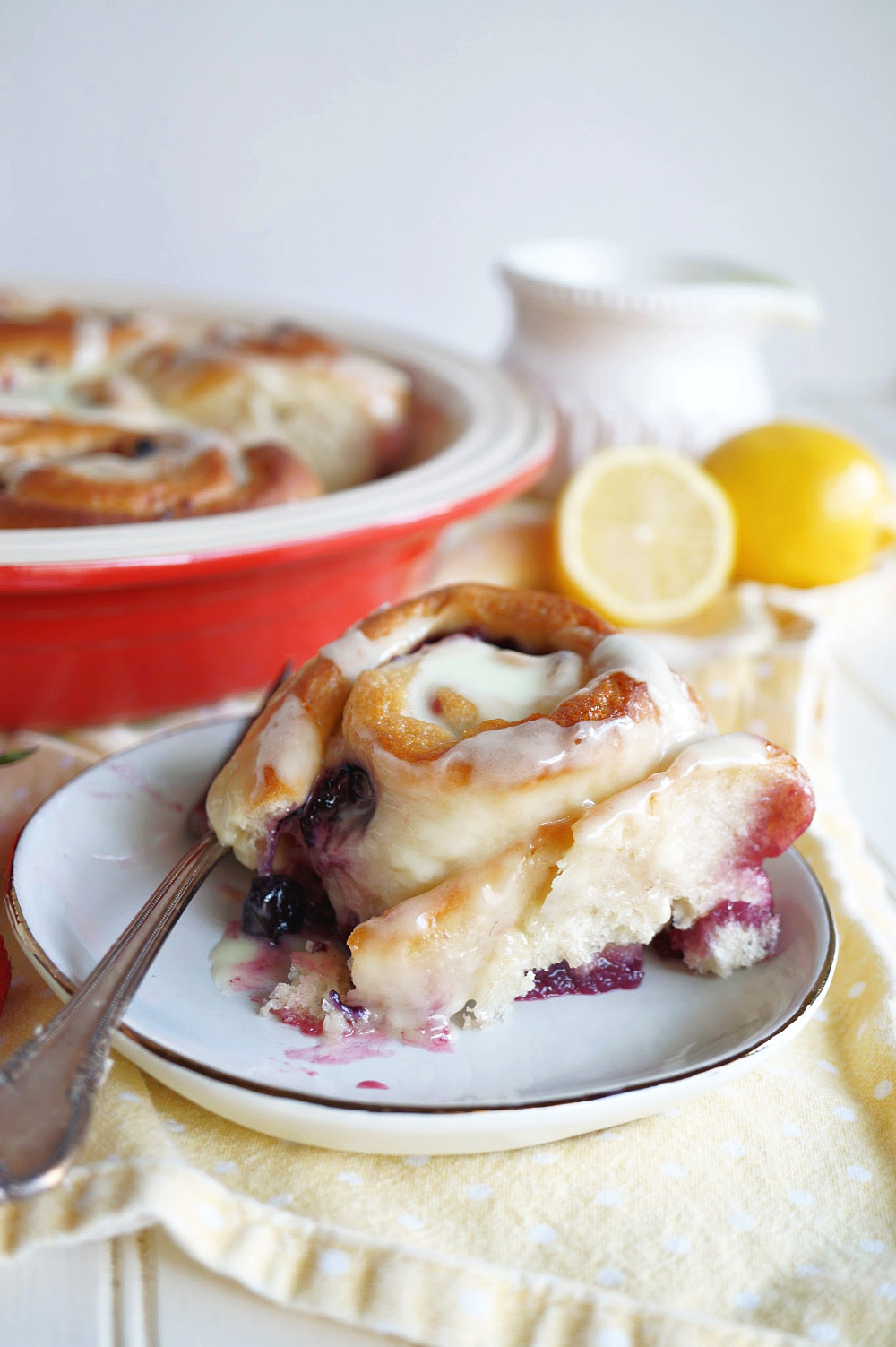 lemon berry roll on plate