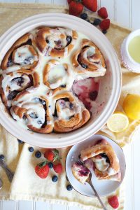 overhead shot of berry rolls