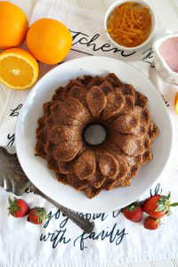 overhead shot of bundt cake