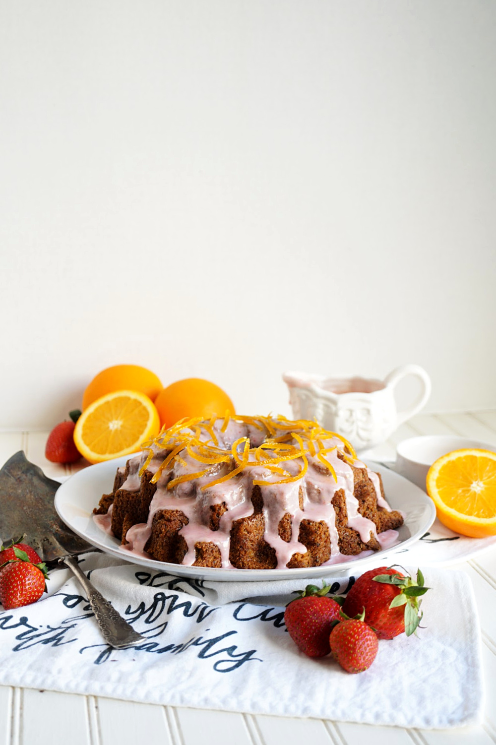 orange poppyseed bundt cake on plate