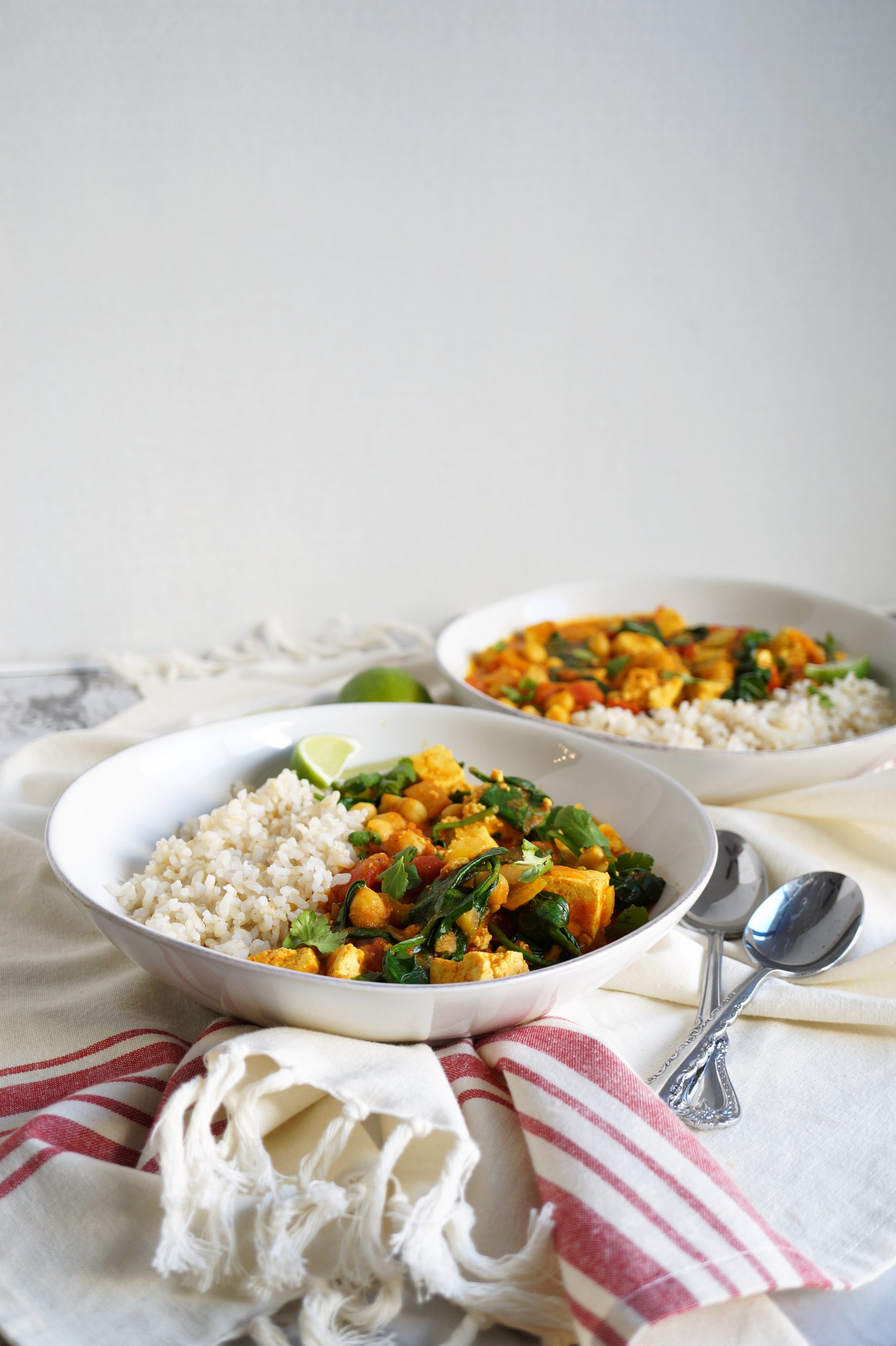 vegan chickpea curry with tofu and spinach | The Baking Fairy
