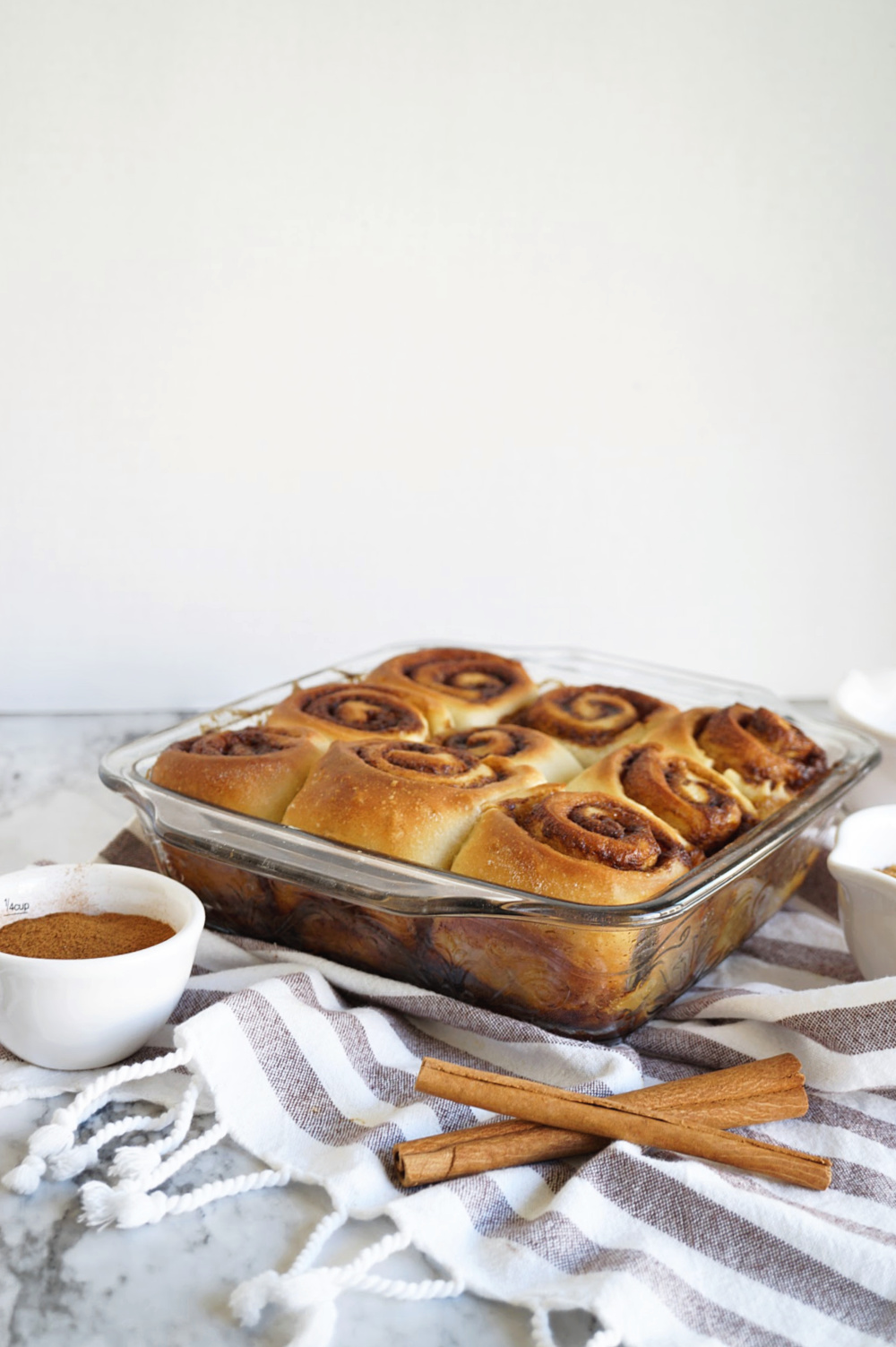 pan of plain cinnamon rolls