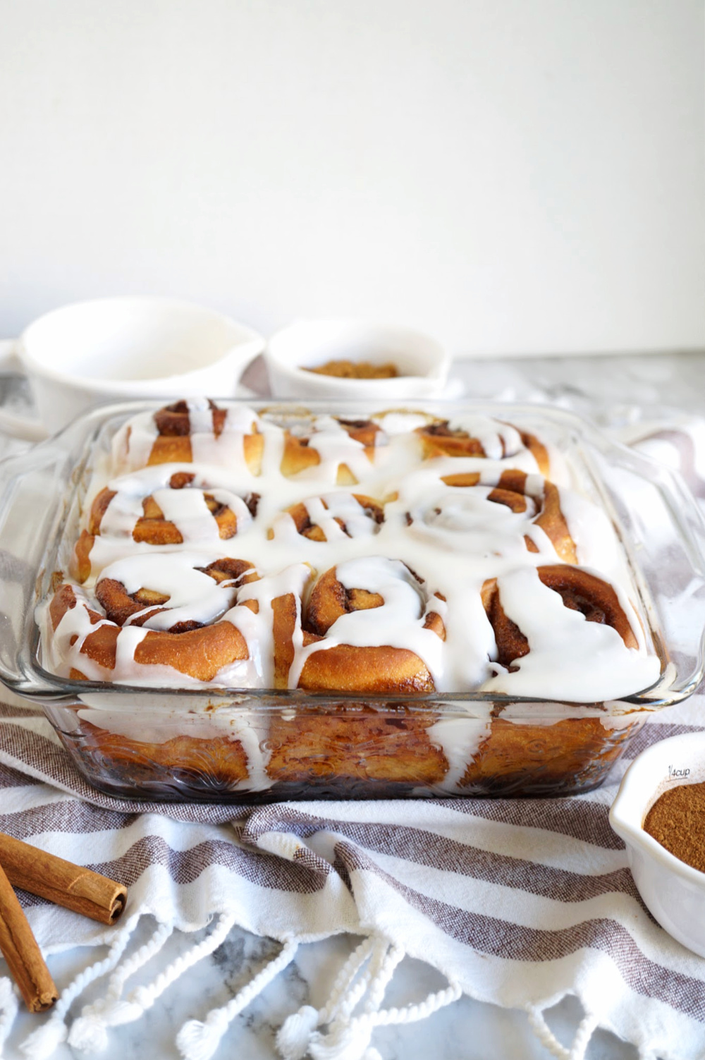 pan of cinnamon rolls