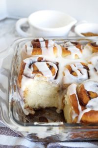 close up of cinnamon roll dough