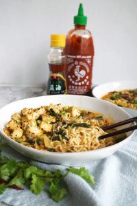 bowl of noodles with chopsticks