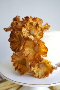 close up of pineapple flowers