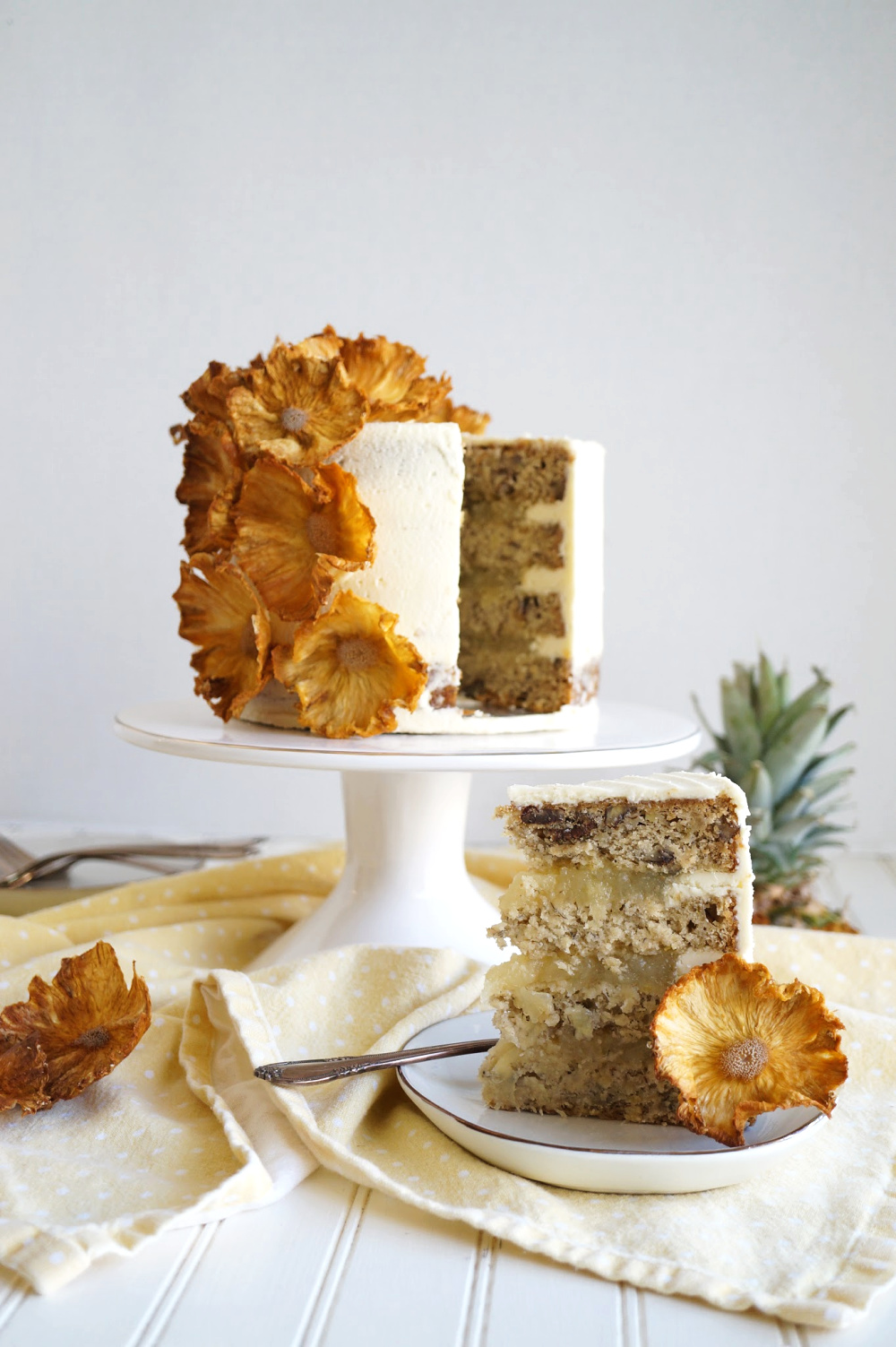 hummingbird layer cake with slice cut