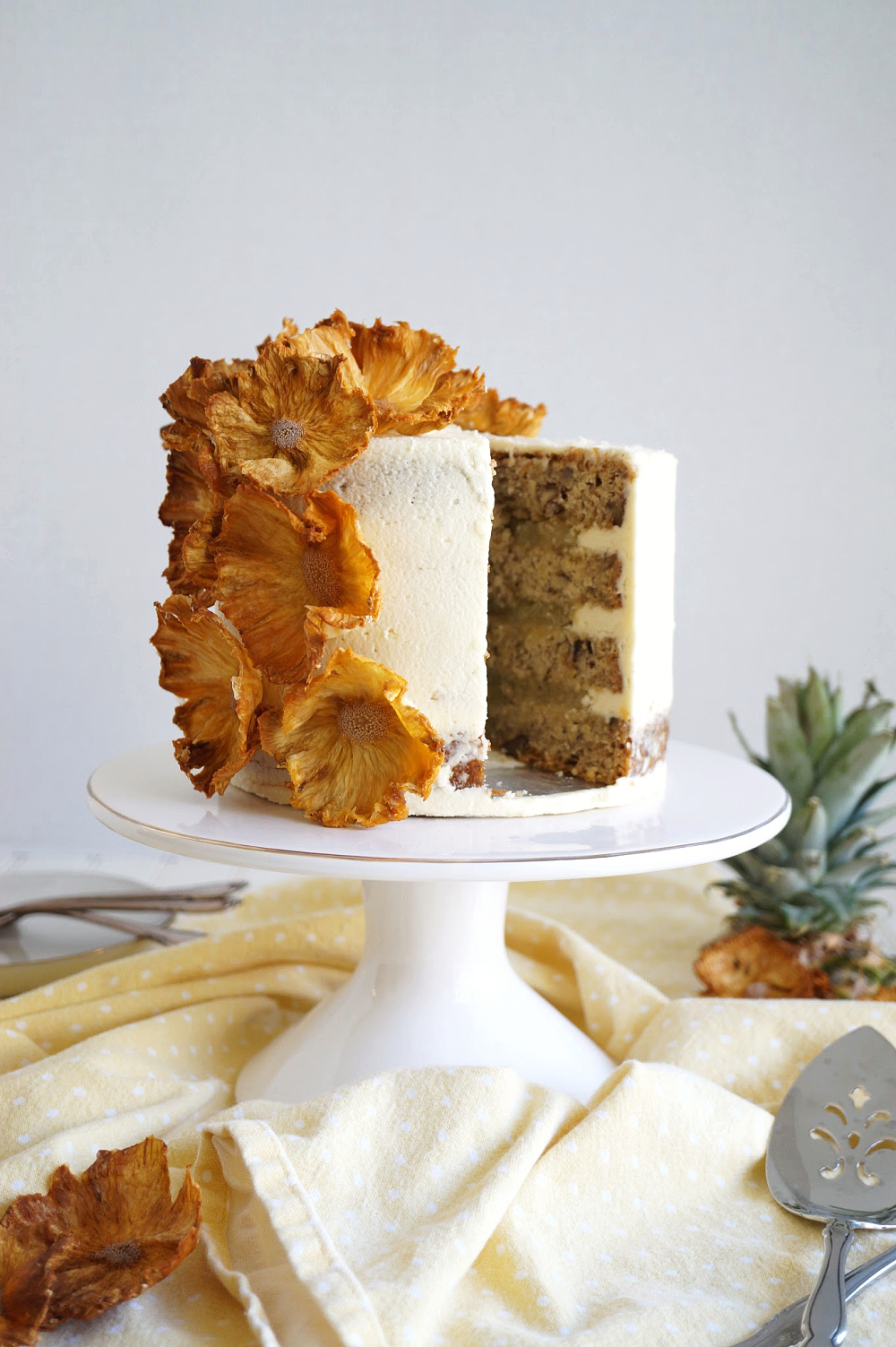 hummingbird cake with slice cut