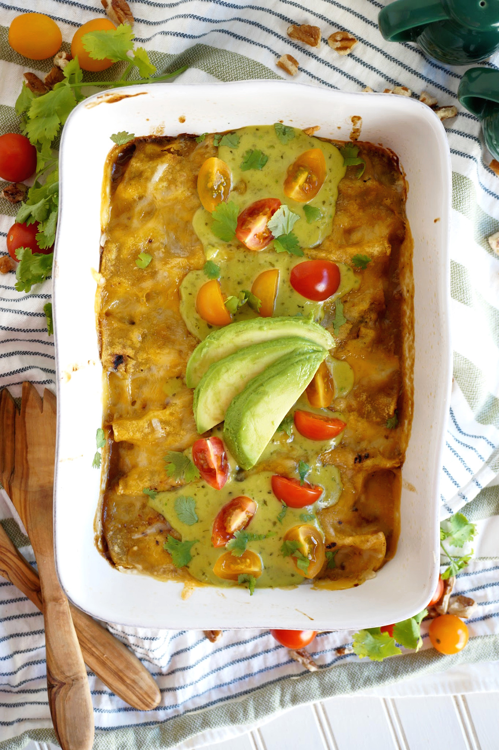 overhead shot of enchilada pan