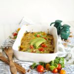 pan of salsa verde enchiladas