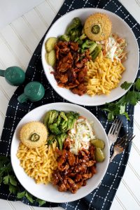 overhead shot of two barbecue plates