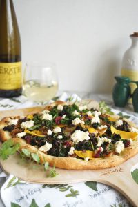 kale and butternut pizza on the table