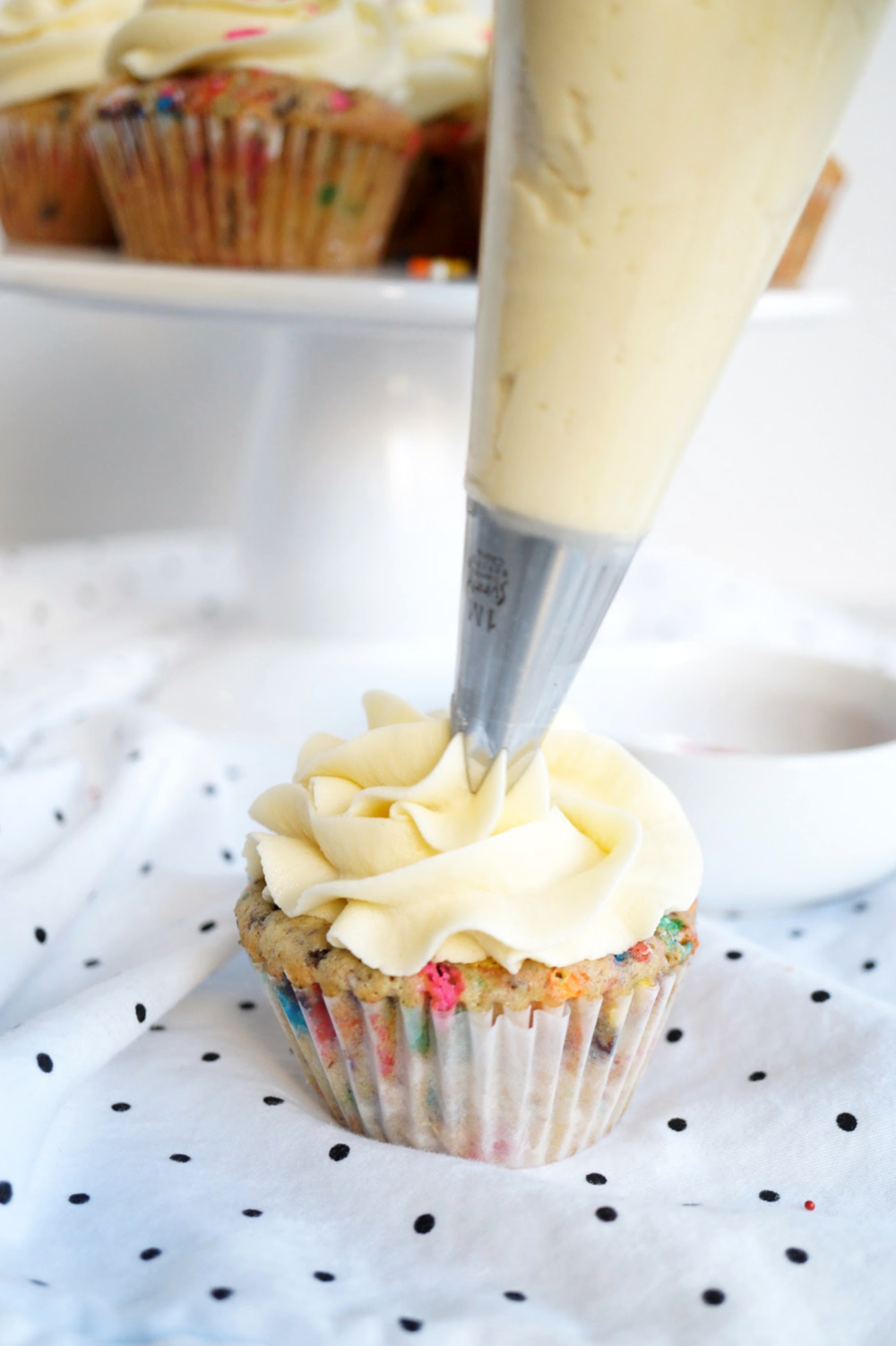 piping confetti cupcake