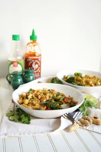 plate of noodles and vegetables