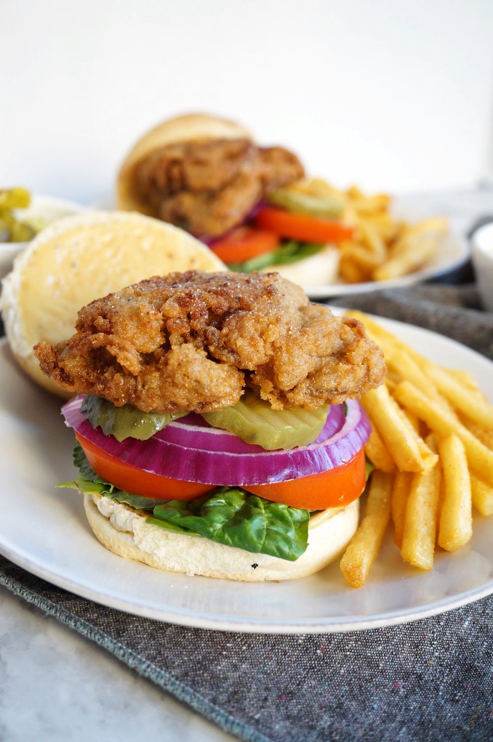 crispy fried chick'n on a sandwich