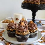 german chocolate cupcakes on a plate