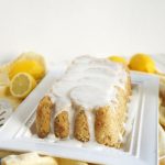 glazed lemon loaf on tray