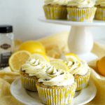 vegan lemon poppyseed cupcakes on a plate