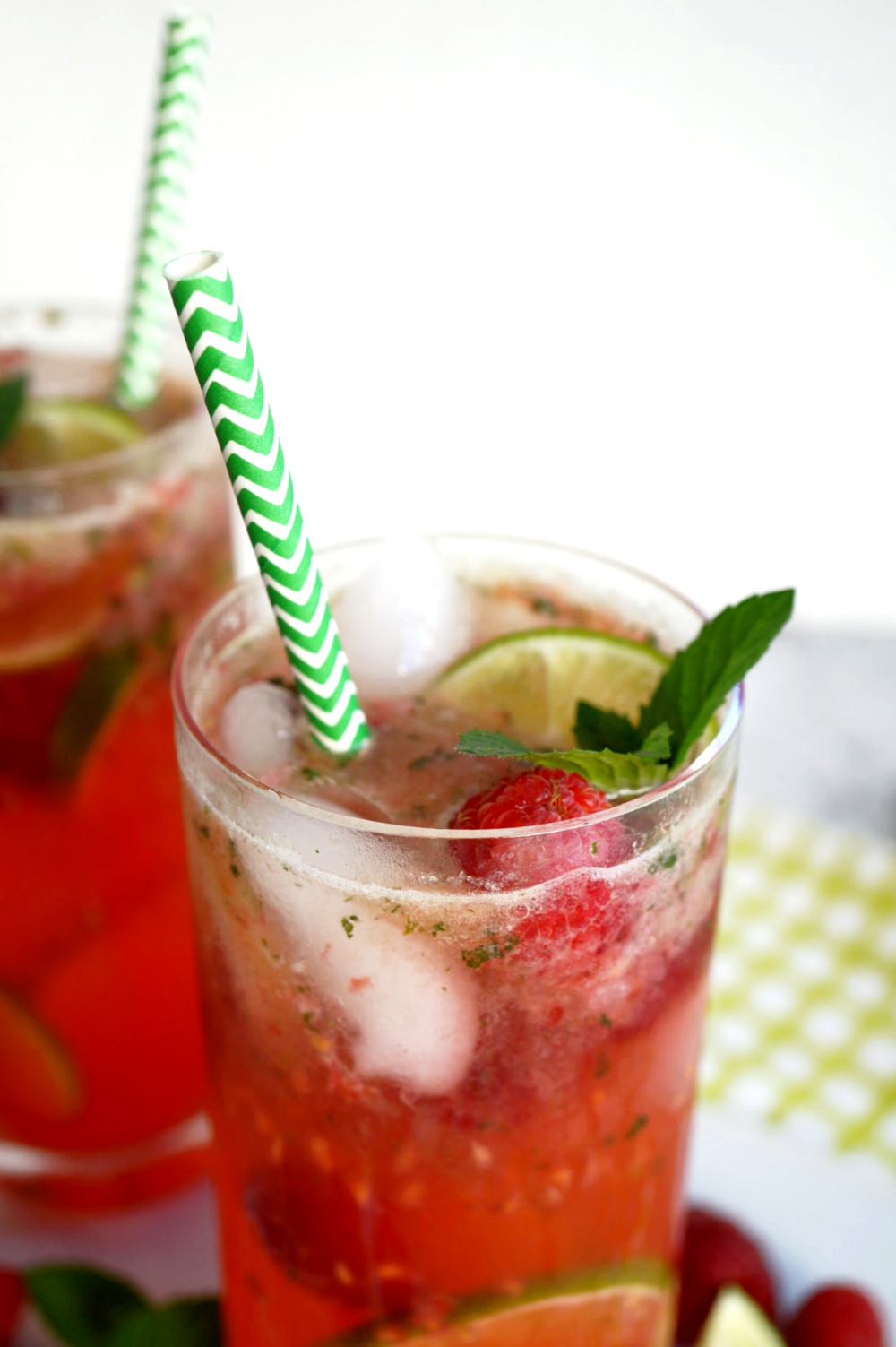 close up of a mojito glass