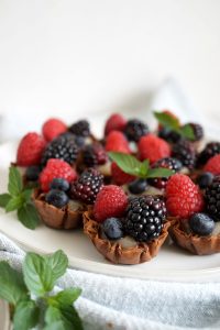 tray of mini berry tarts