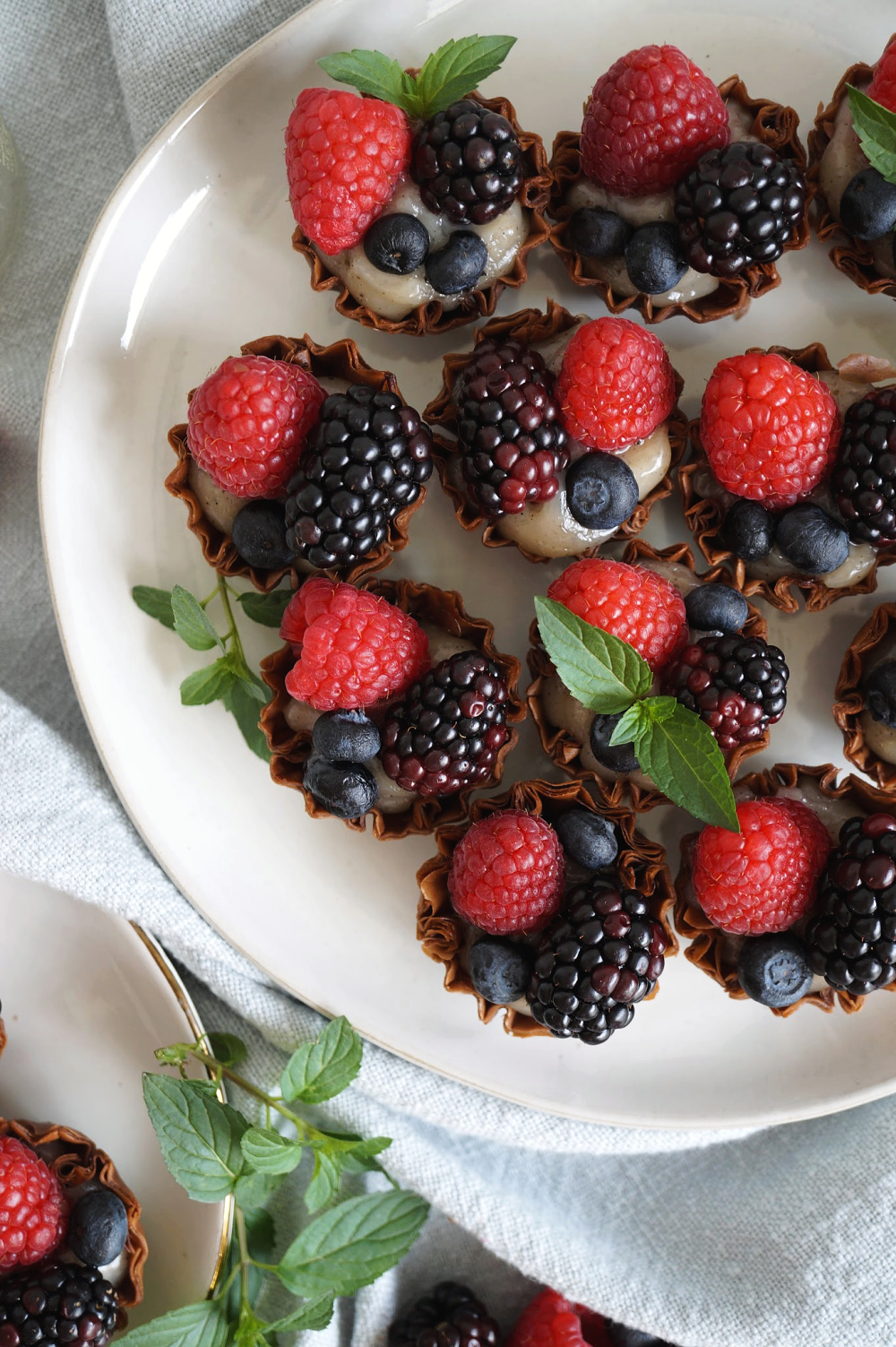 overhead photo of mini berry tarts