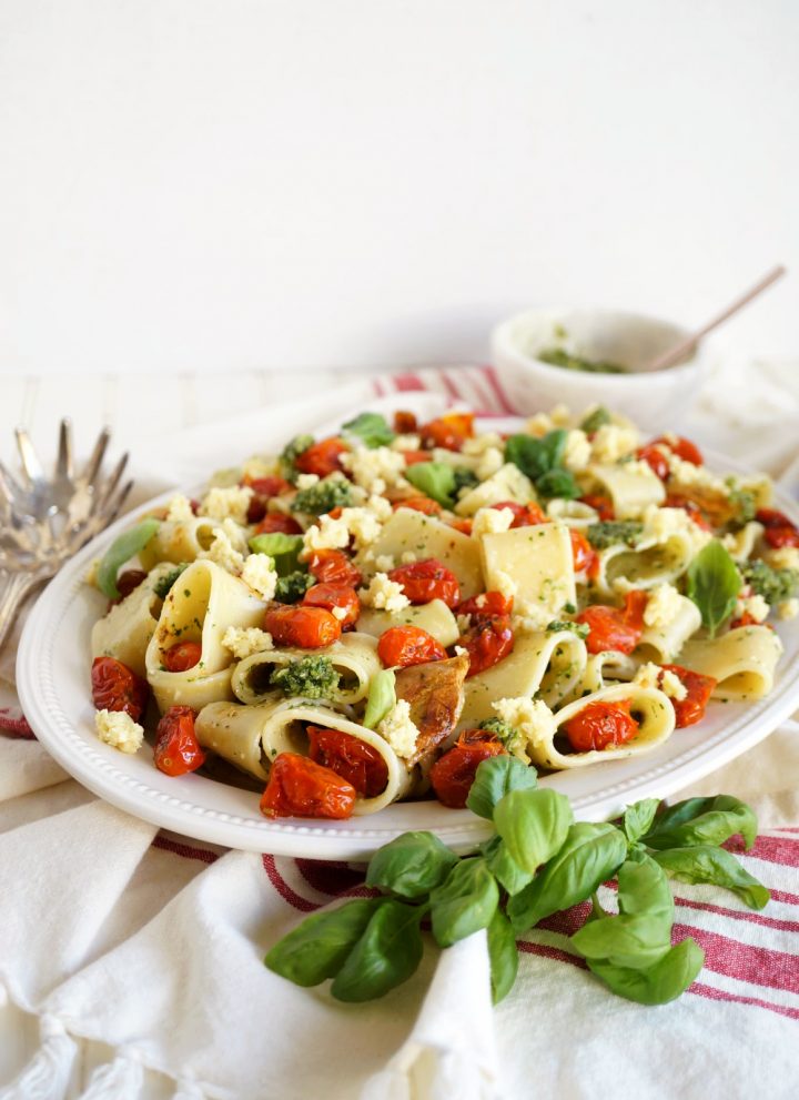 plate of pesto pasta