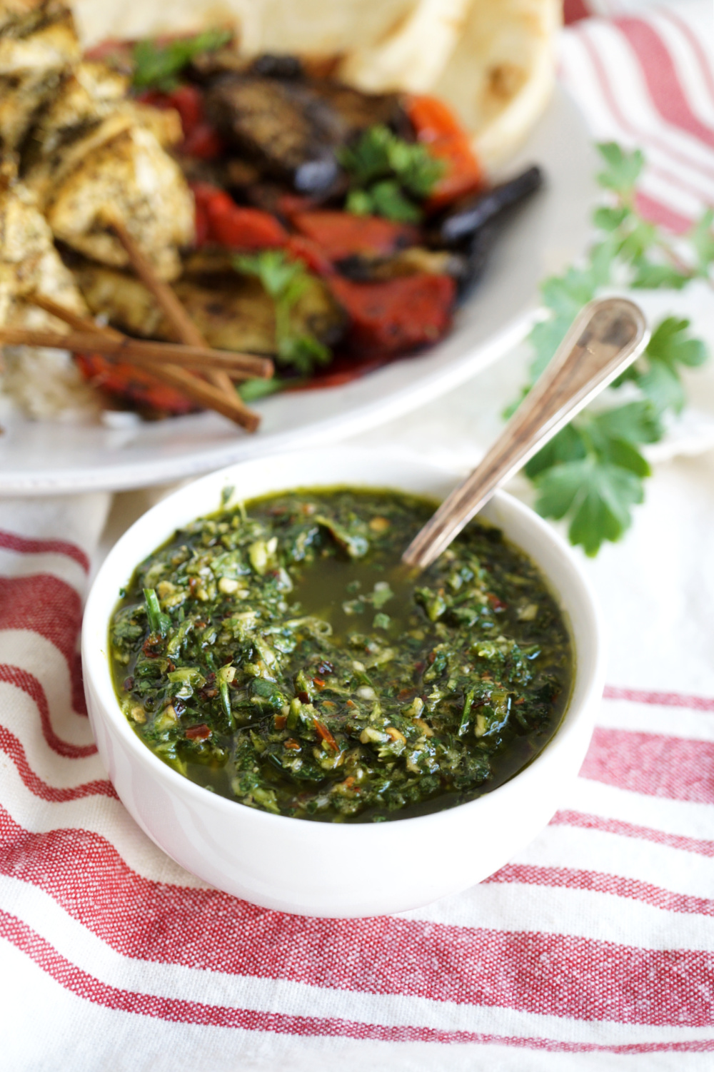 bowl of parsley chimichurri sauce