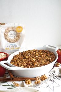 pan of apple cinnamon baked oatmeal