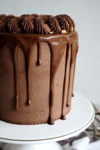 chocolate drip on side of cake