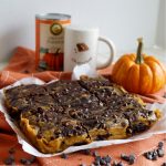 pumpkin swirl brownies on orange towel