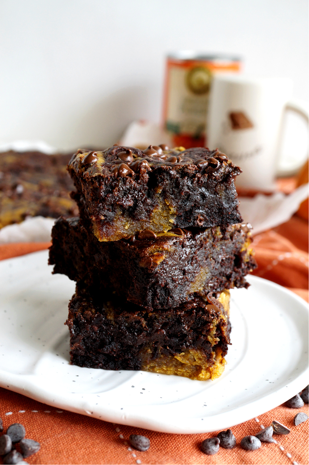 stack of pumpkin brownies