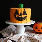 orange cake with jack o'lantern face