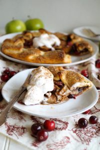 slice of apple cranberry galette on plate