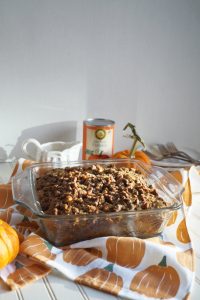 pan of coffee cake with crumble topping