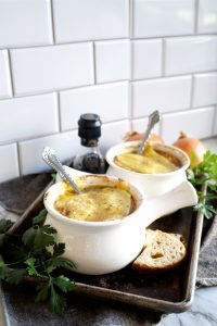 bowls of french onion soup